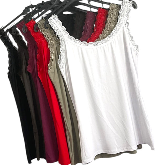 Vest Top with Daisy Lace Trim