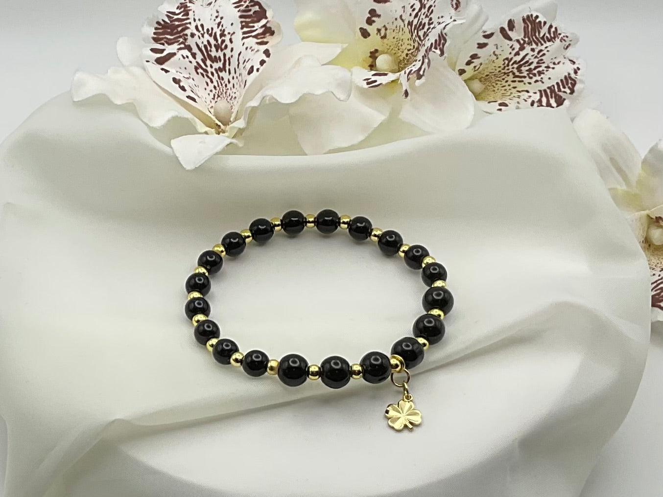 Black Beaded & Good Luck Charm