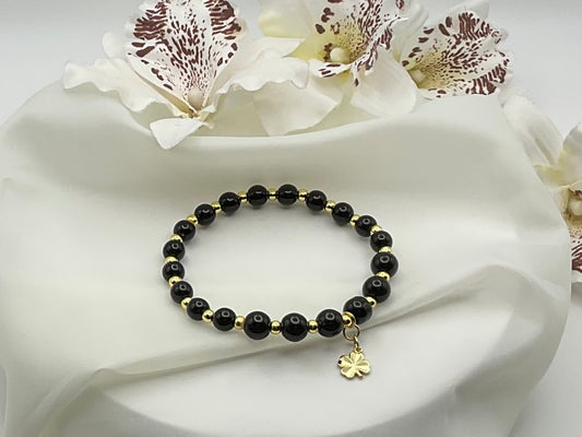 Black Beaded & Good Luck Charm