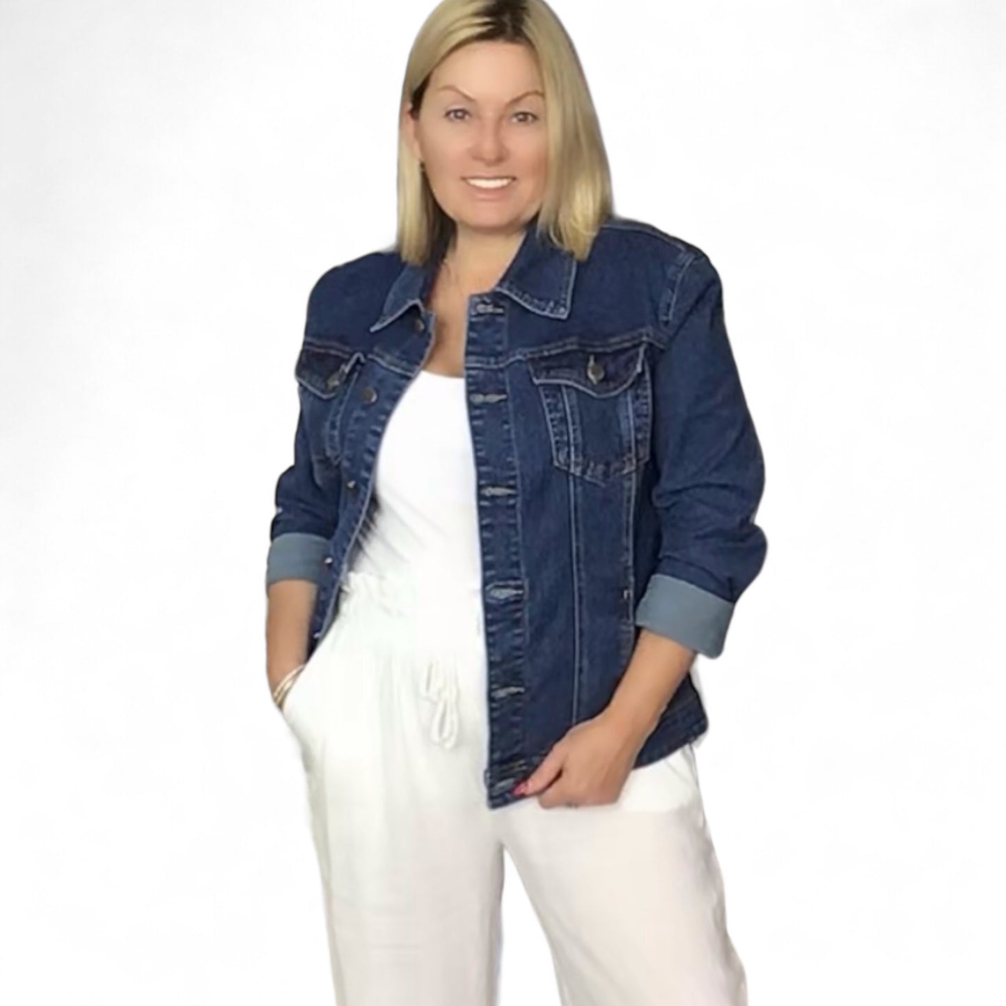 Honey Casual Denim Jacket with Stretch