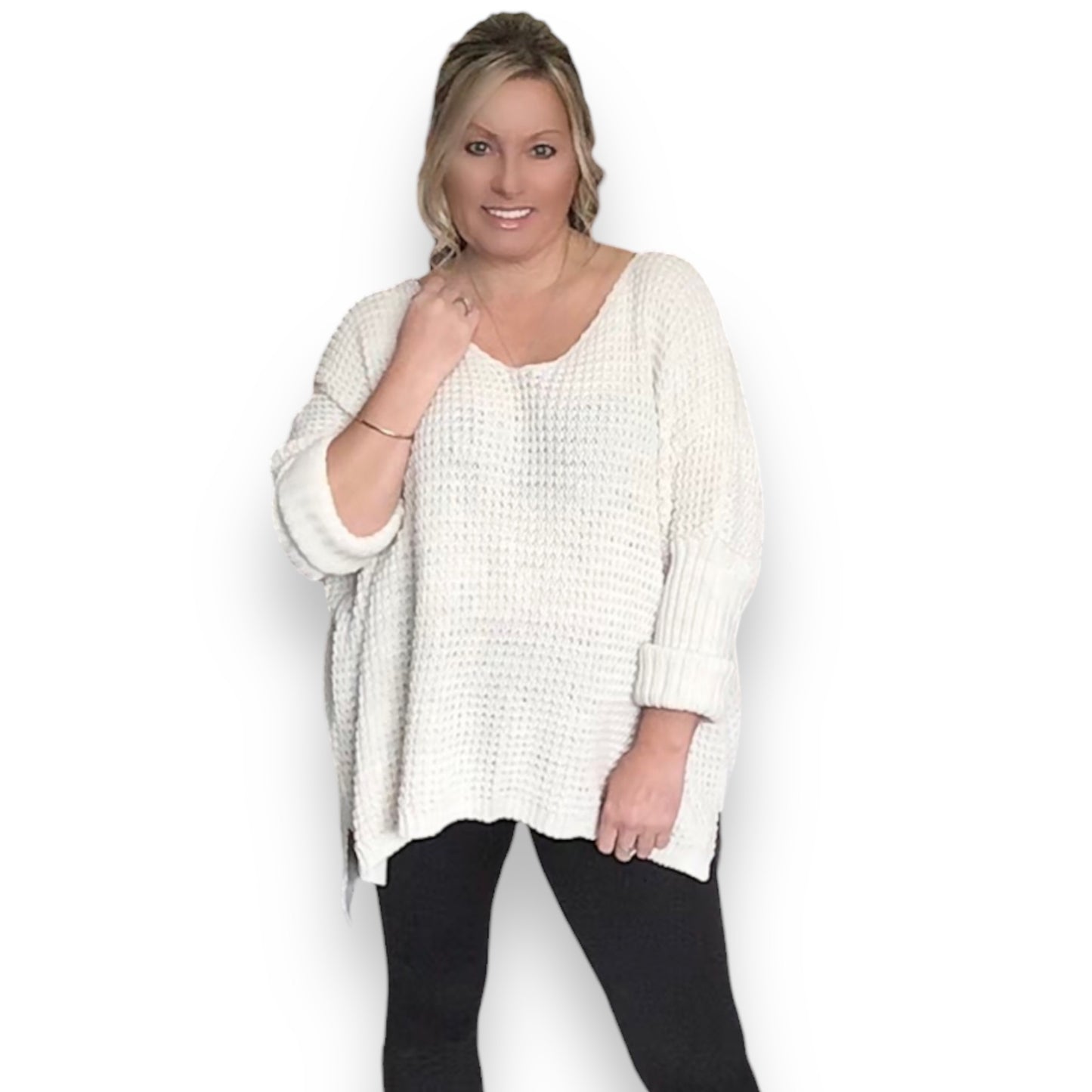 Liz. Waffle knit Oversized Jumper