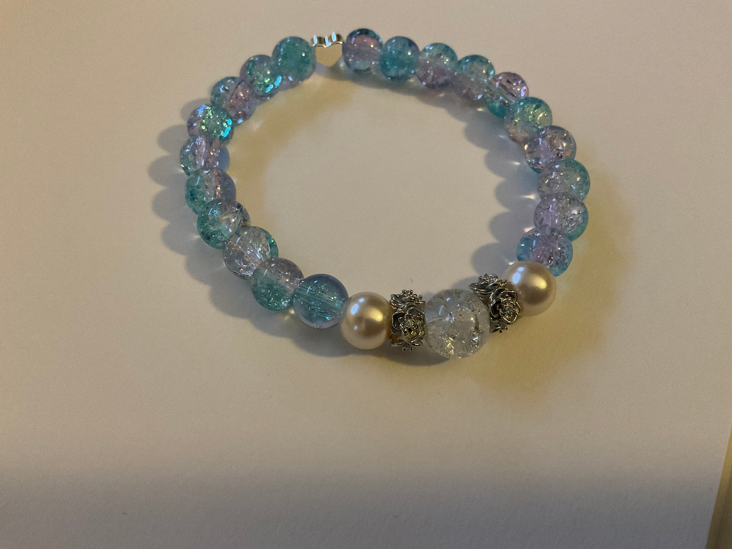 Soft Silver Rose Heart Bracelet