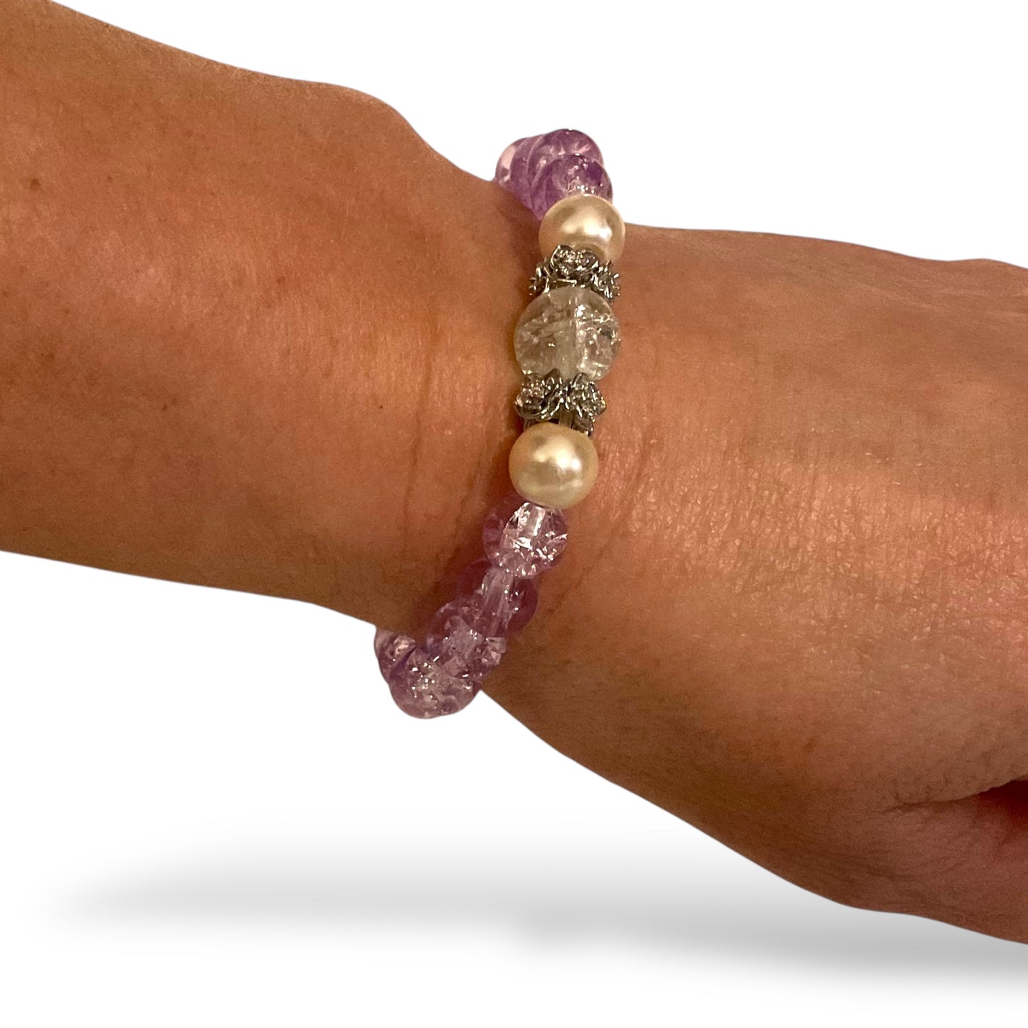 Soft Silver Rose Heart Bracelet