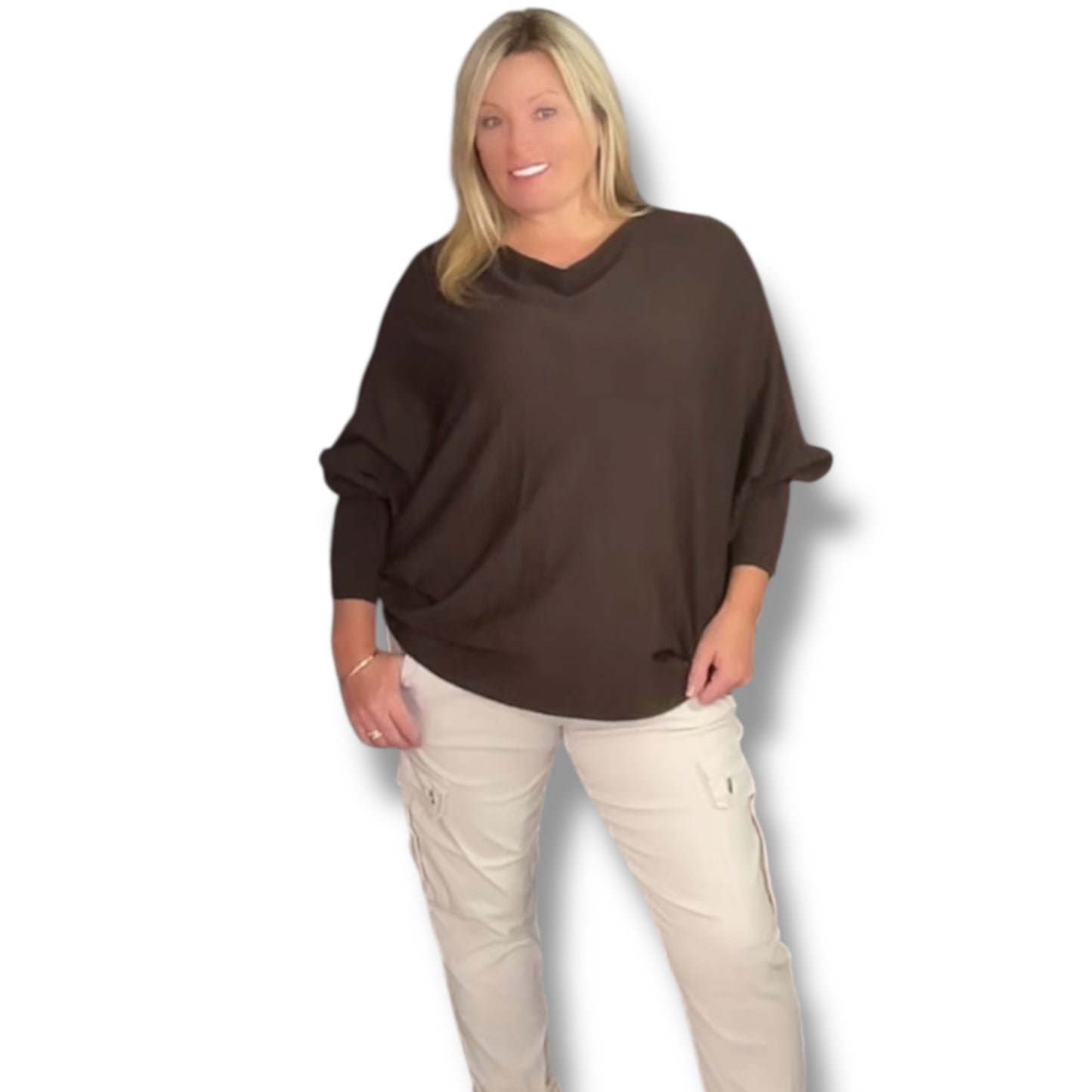 Batwing Soft Fine-knit Sweater. ( Clara )