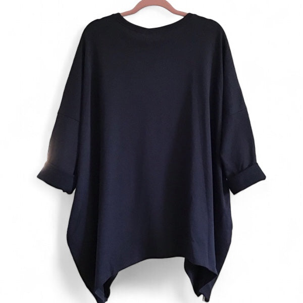 Nancy. Oversized Jersey Top with Pockets.