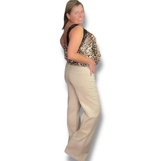 High Stretch High Waisted Jeans (Stone/Jeggings)