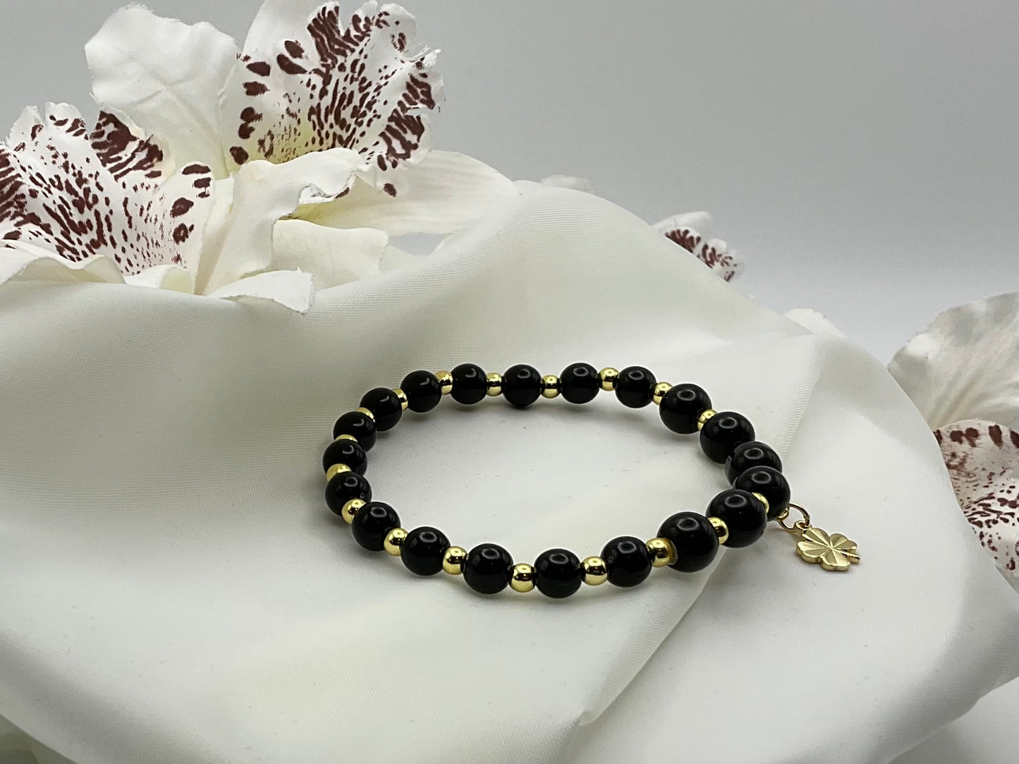Black Beaded & Good Luck Charm