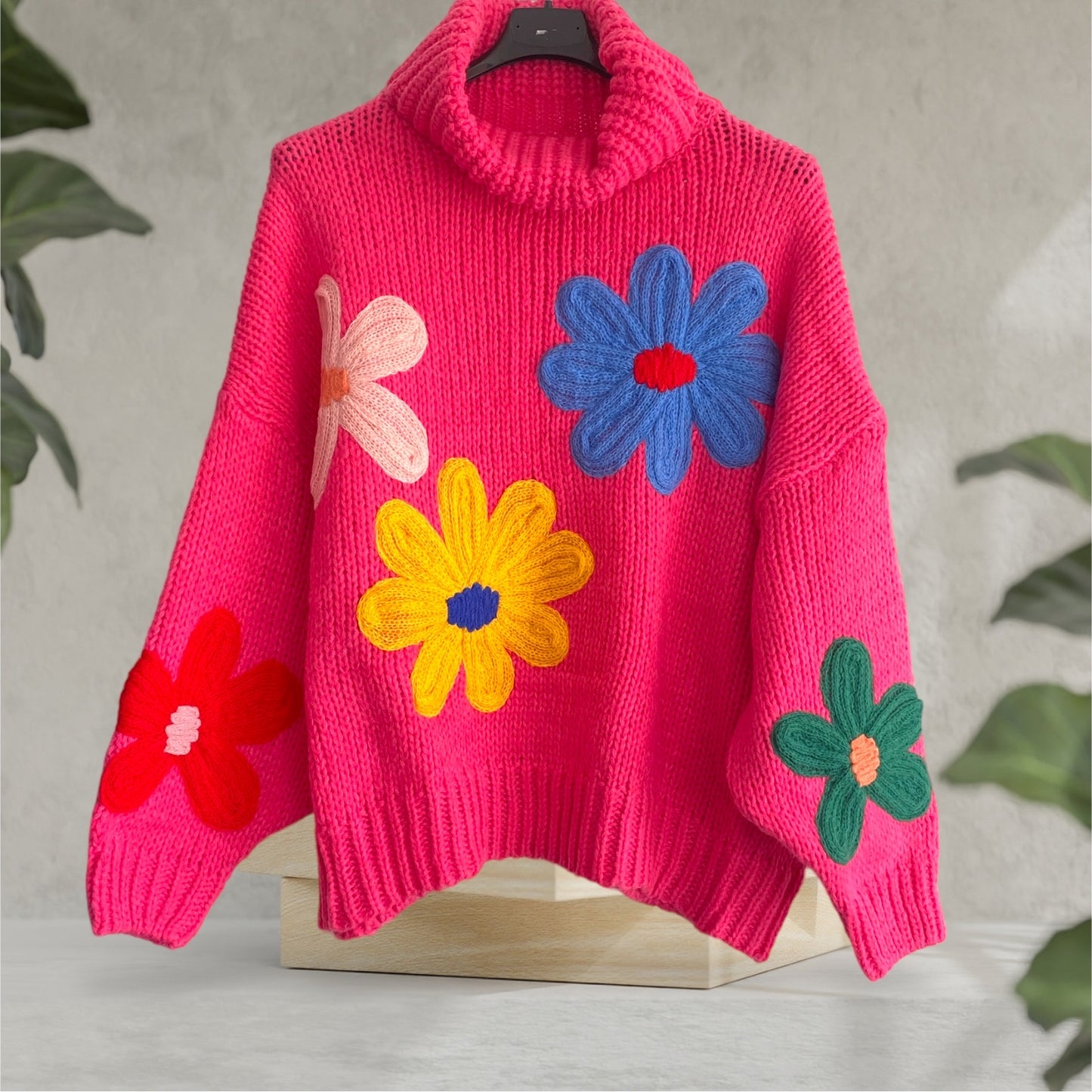 ALBA. Cozy knit roll neck daisy jumper