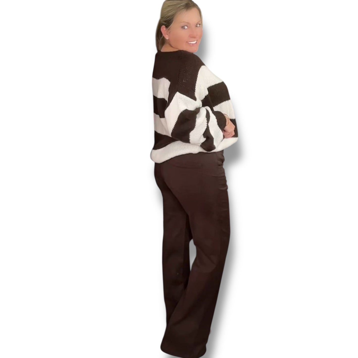 High Waisted High Stretch Boot Cut Jeans ( chocolate brown/jeggings)