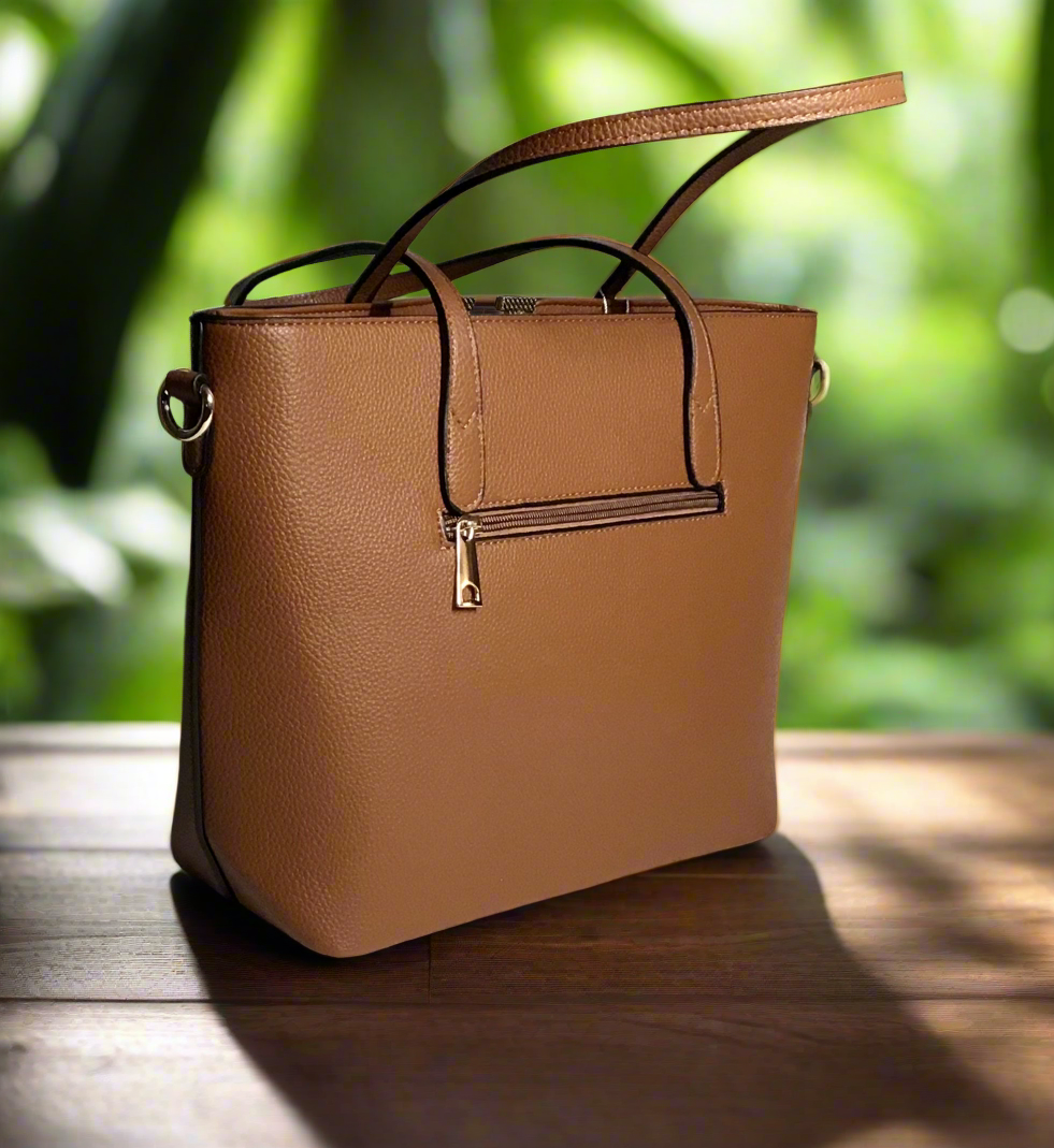 Lola. Designer Inspired Tote Bag ( Small Tan )