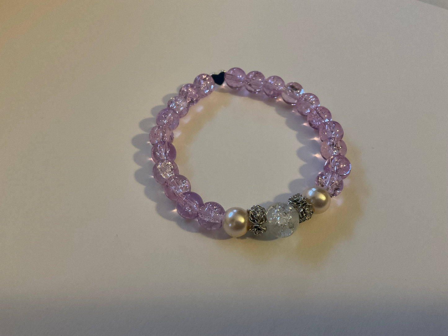 Soft Silver Rose Heart Bracelet
