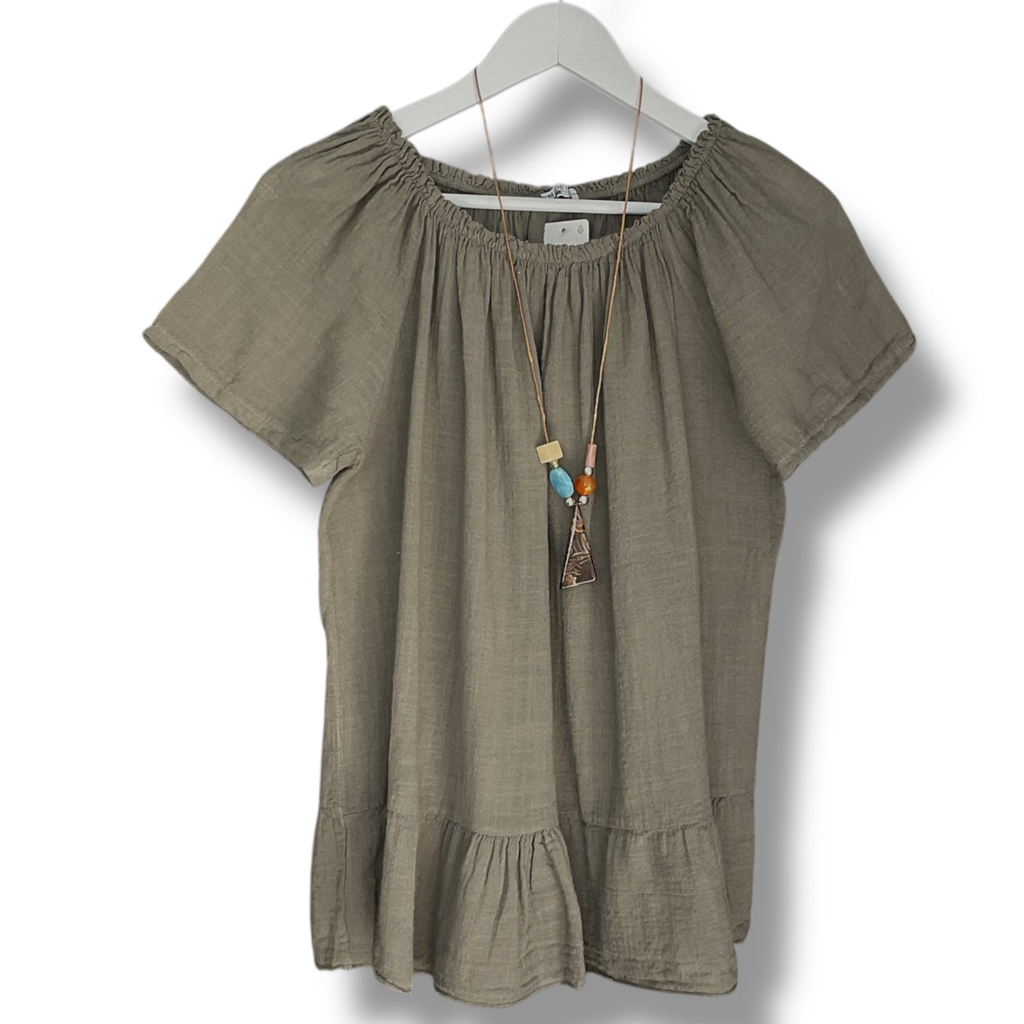 Rosie. Casual Cotton Top with Necklace