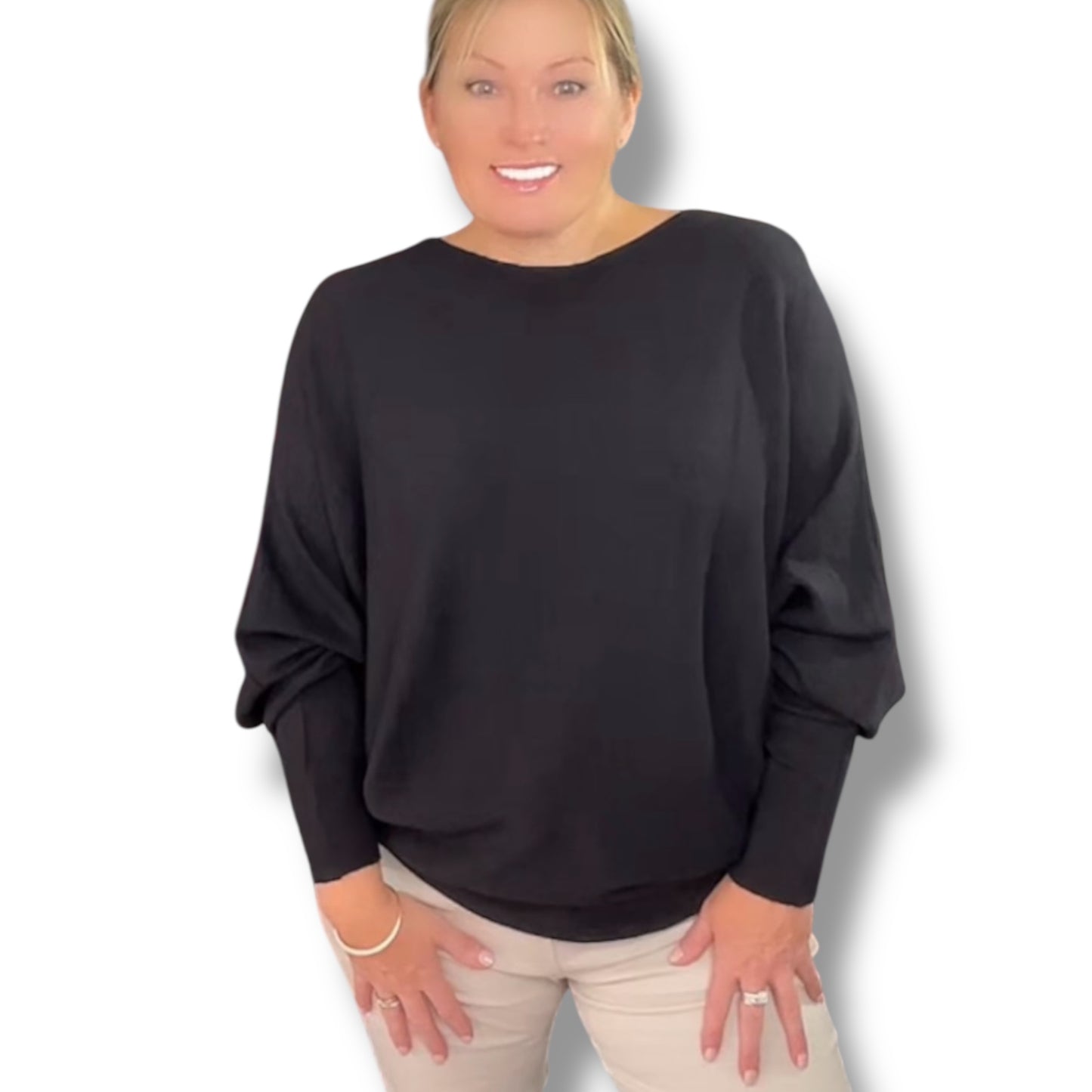 Batwing Soft Fine-knit Sweater. ( Clara )