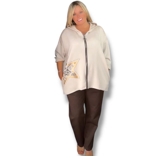 Ollie. Golden Star Hoodie With zip Front