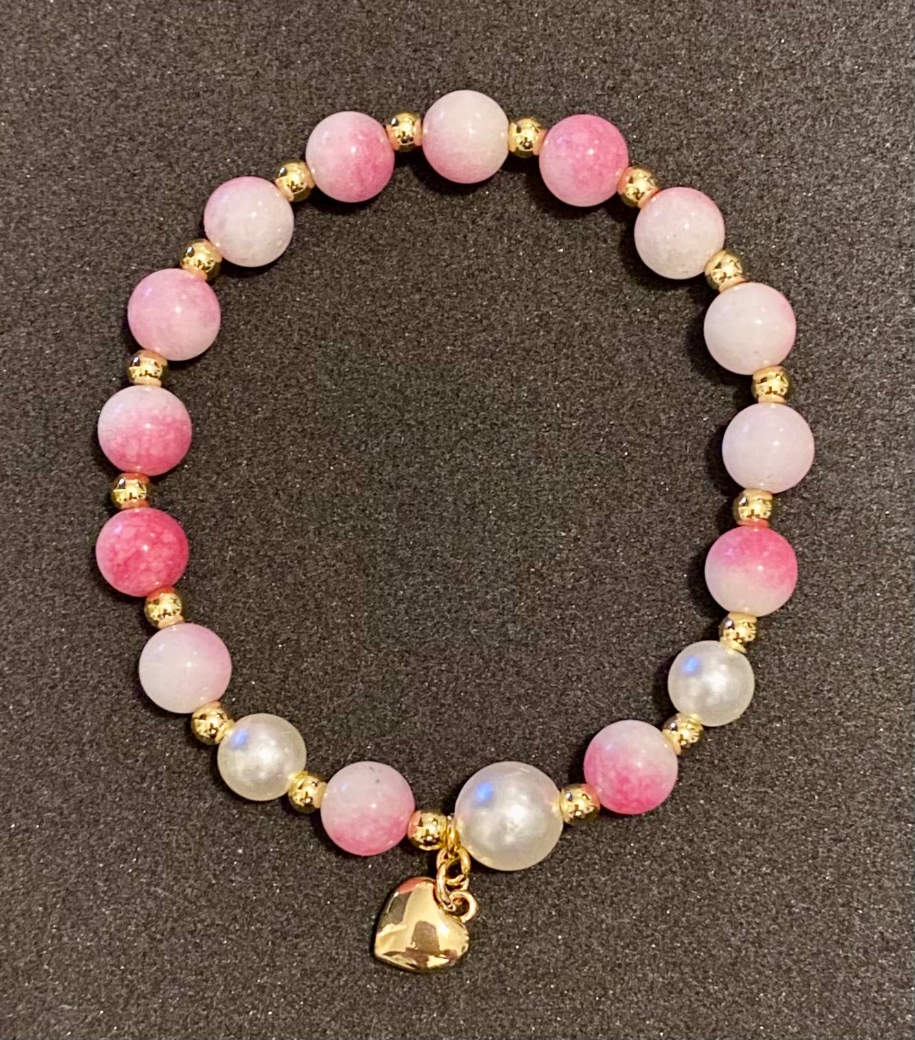 Pink & White Milkshake & Heart Bracelet