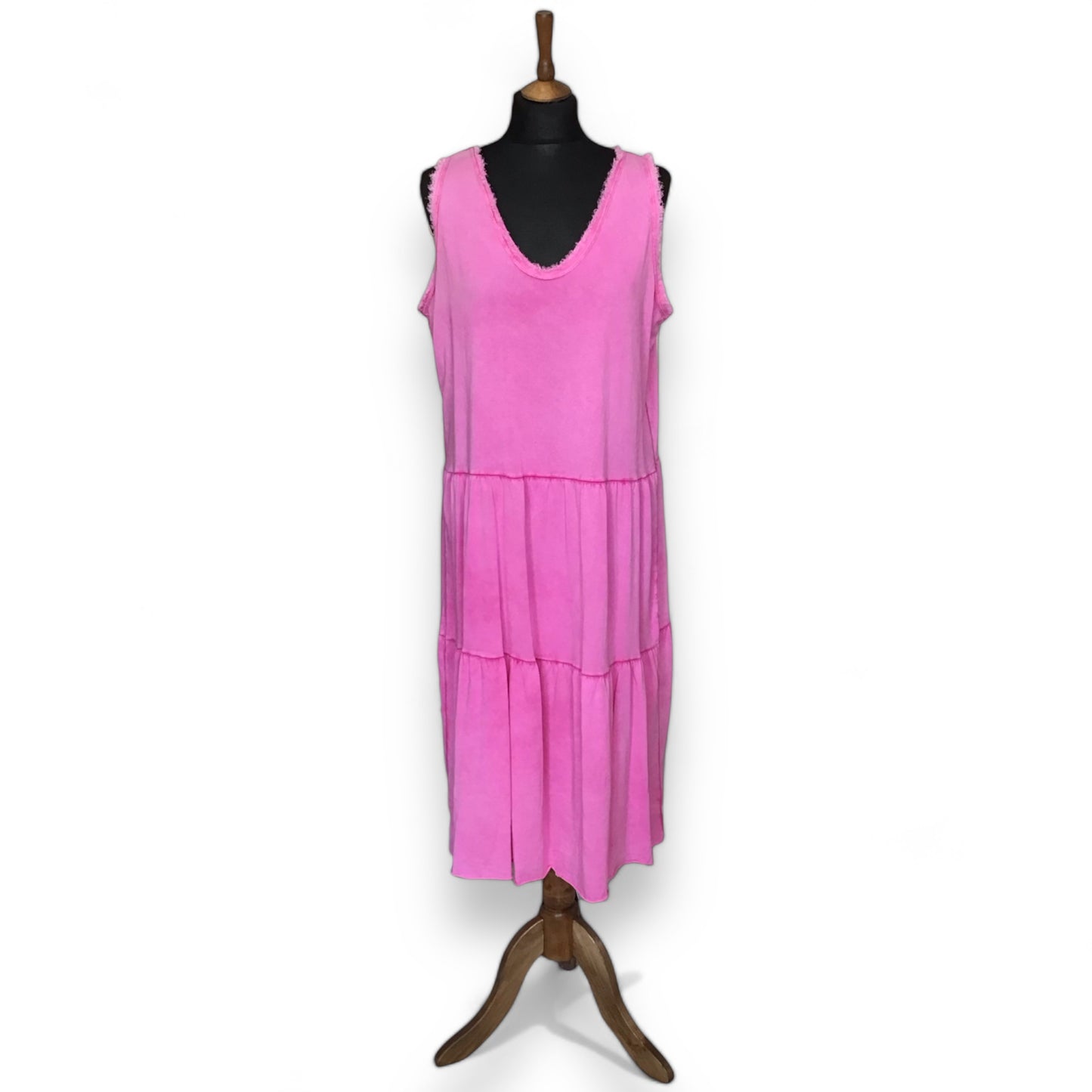 HEATHER. Cool V Neck Frayed Edge Summer Dress.