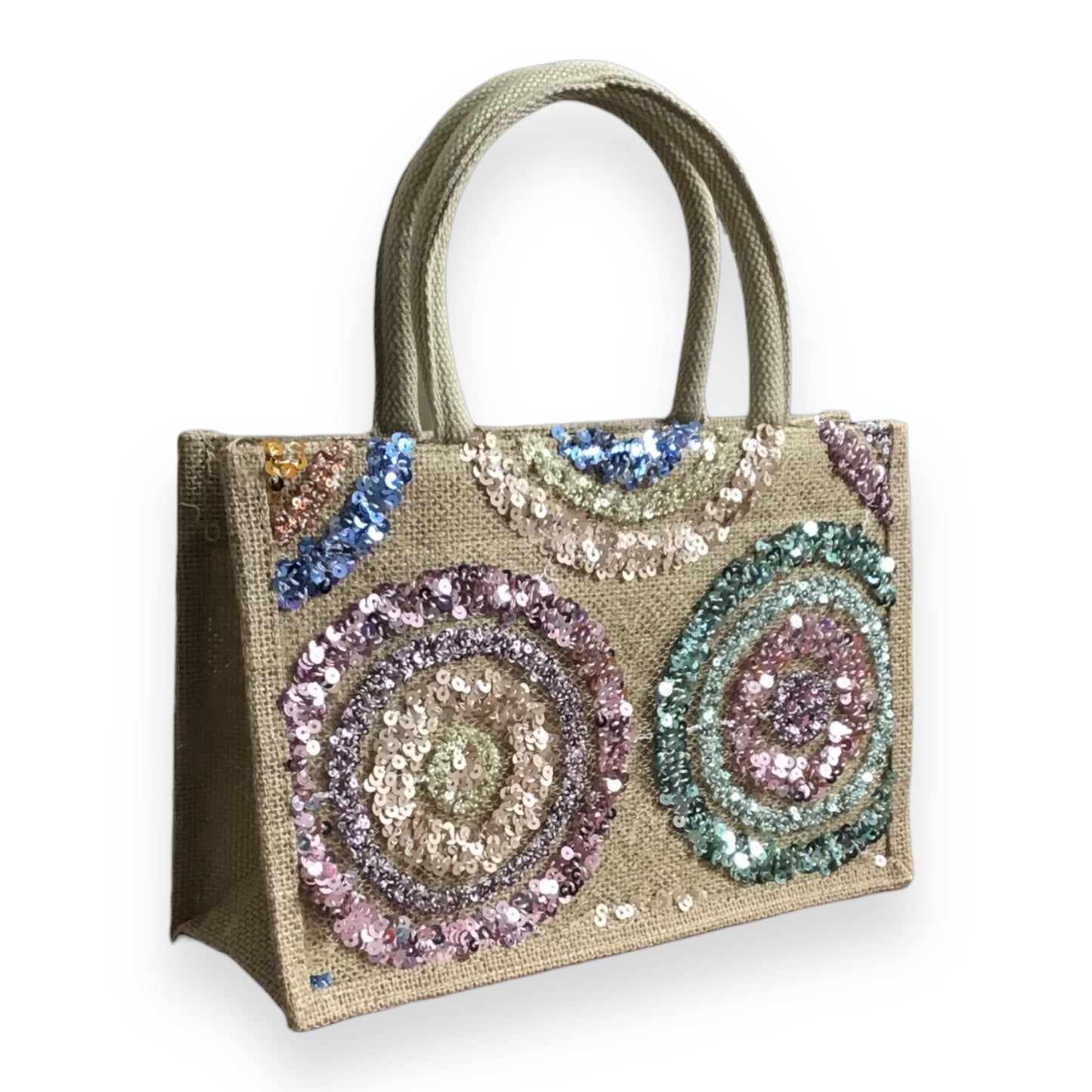 MADISON. Stunning Lightweight Linen Handbag with Sparkly Sequins to Decorate