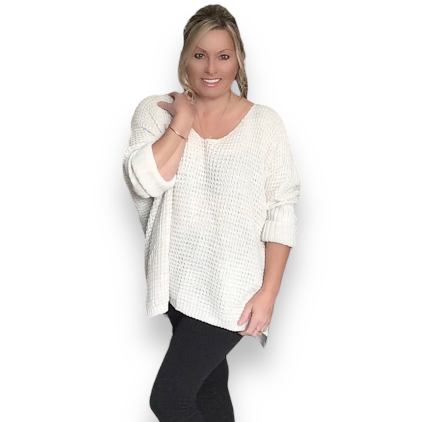 Liz. Waffle knit Oversized Jumper