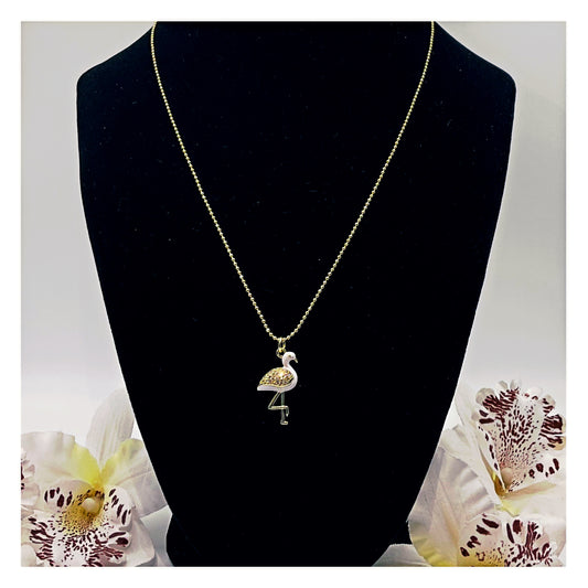 Golden Flamingo Charm Necklace