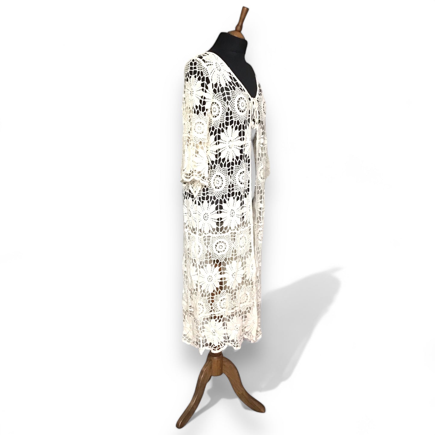 MICHELLE. Stunning Crocheted Longline Cover-Up Cardigan