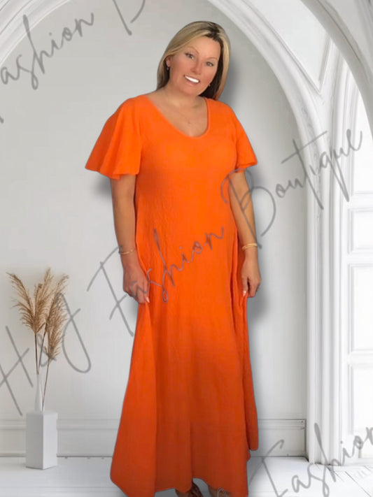 Harper Lightweight Flutter Sleeve MIDI Dress