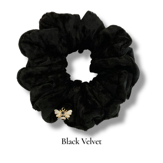 X Large Velvet Hair Scrunchie (Black Velvet)