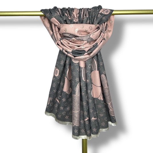 Luxury Wool Blend Scarf with Bunny & Clover Design