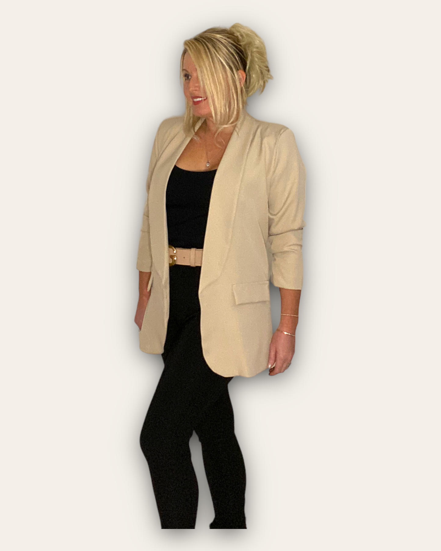 SADIE. RUCHED SLEEVE BLAZER