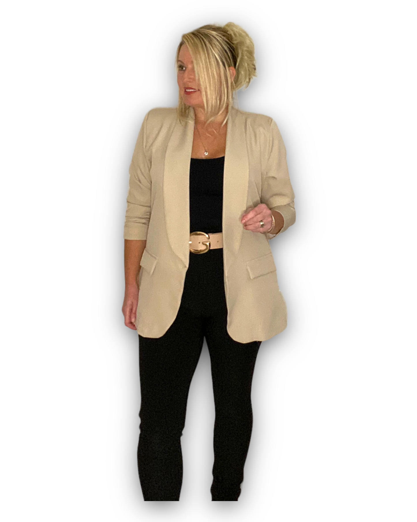 SADIE. RUCHED SLEEVE BLAZER