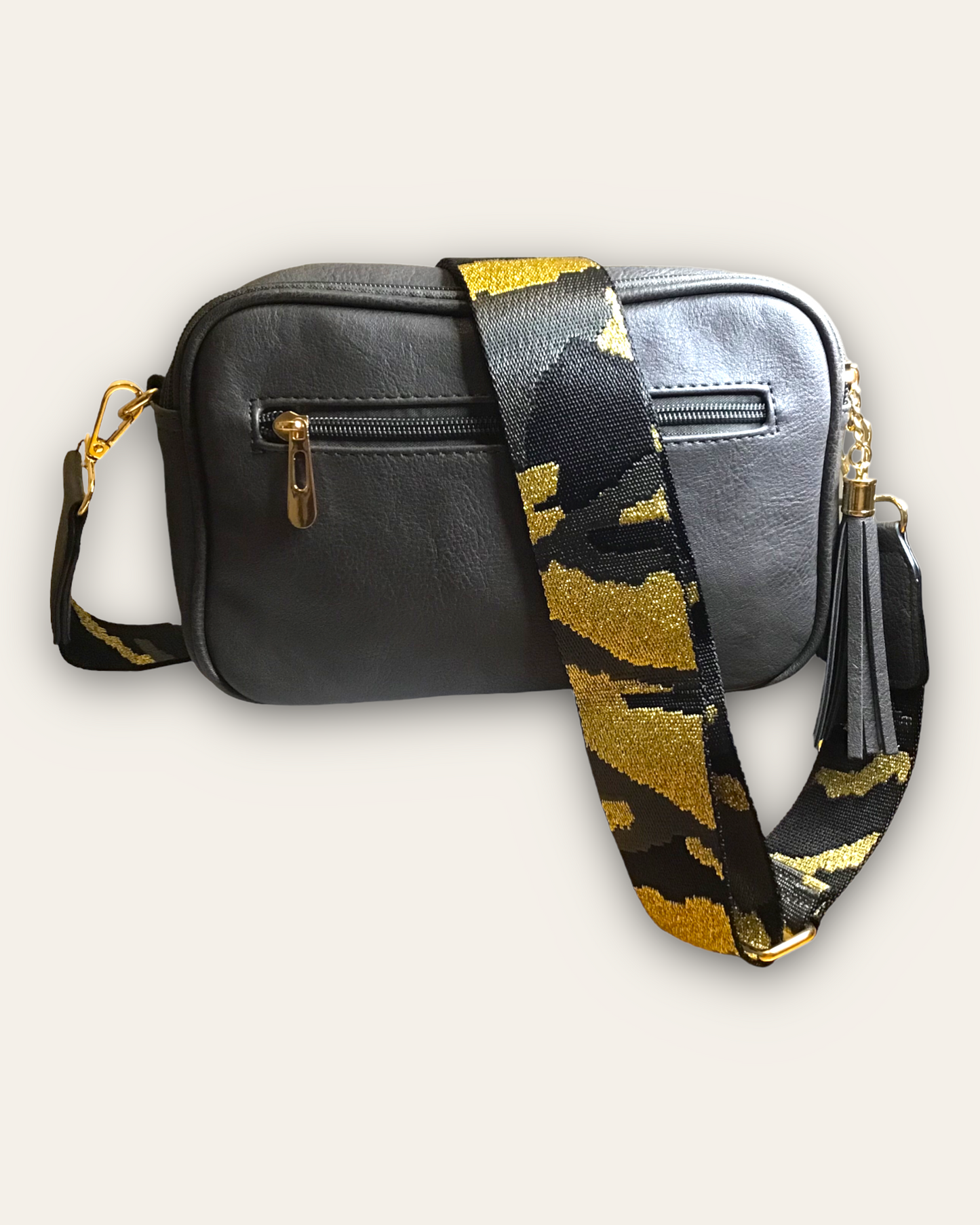 HATTIE. Wide straps tassel cross body bag.