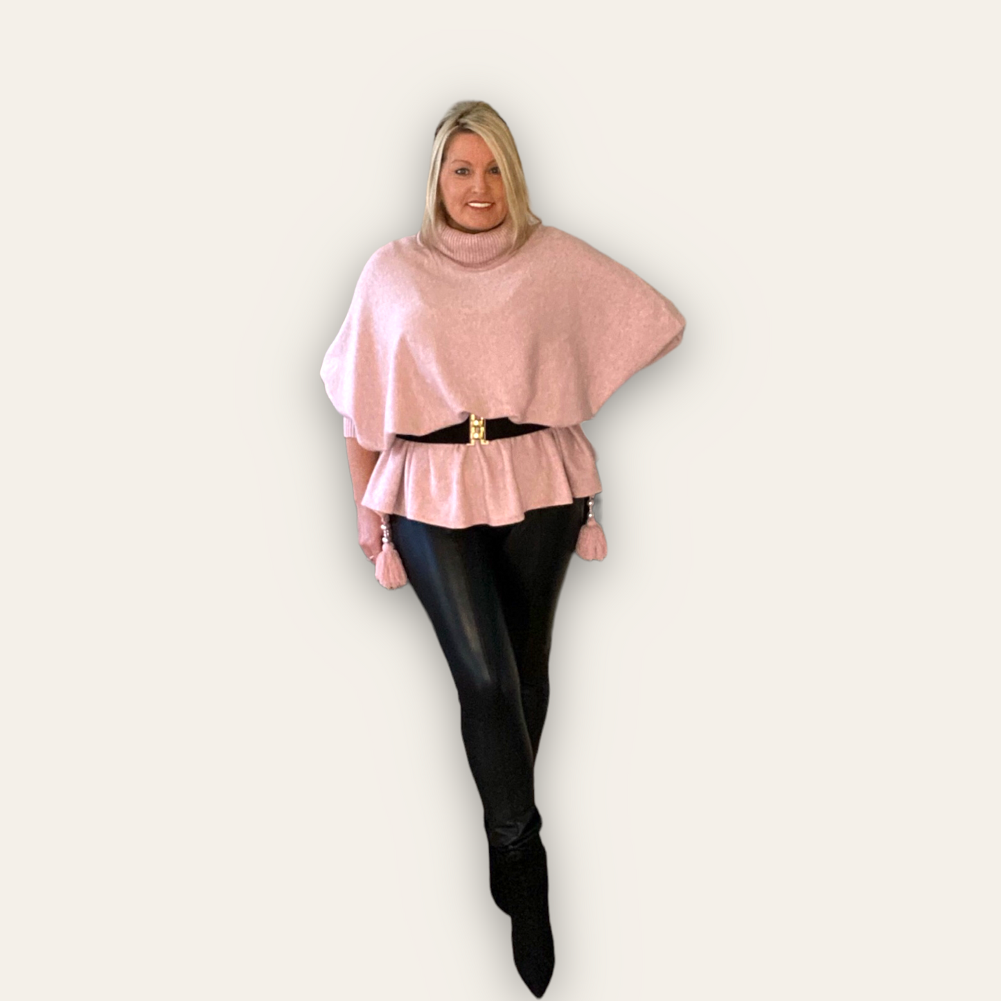 CHANDLER. Super sort roll neck tassel poncho/jumper